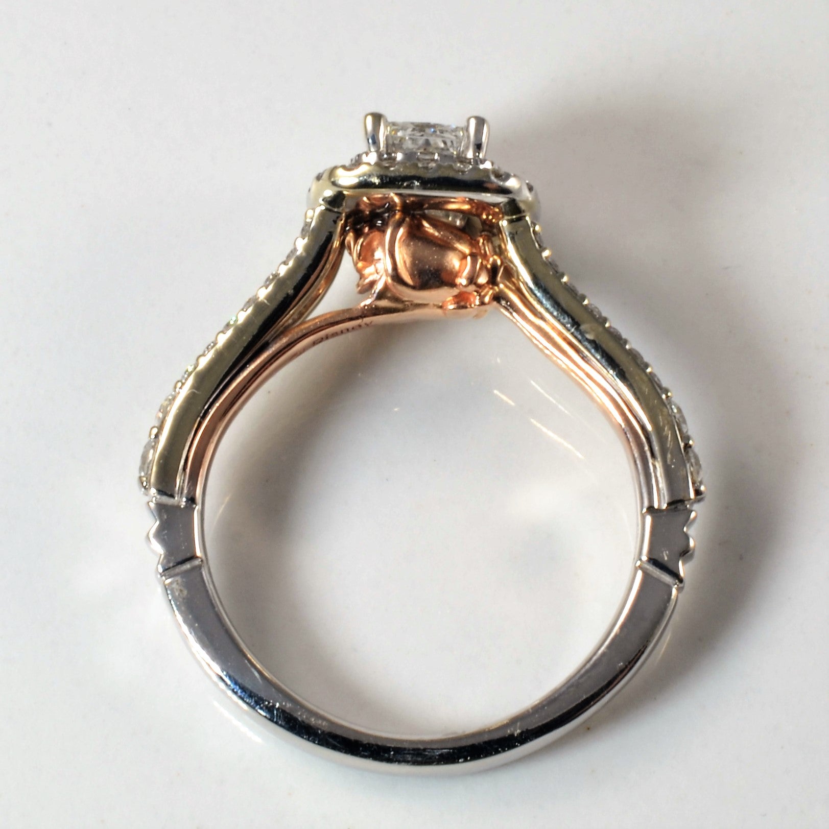 Enchanted Disney Aurora Oval Morganite and 3/4 CT. T.W. Diamond Scallop  Frame Engagement Ring in 14K Two-Tone Gold | Zales Outlet